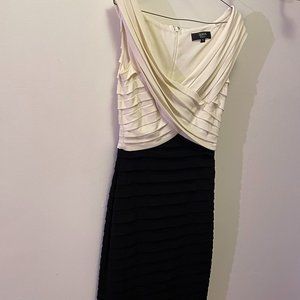 Tadashi Shoji White and Black Cocktail Dress, Size Small